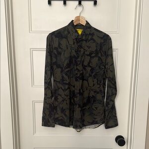 Men's Dark Green Floral Casual Shirt